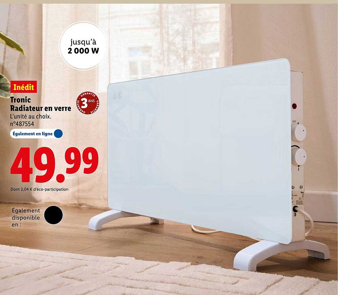Tronic Radiateur en verre