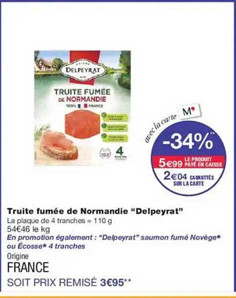 Truite fumée de Normandie "Delpeyrat"