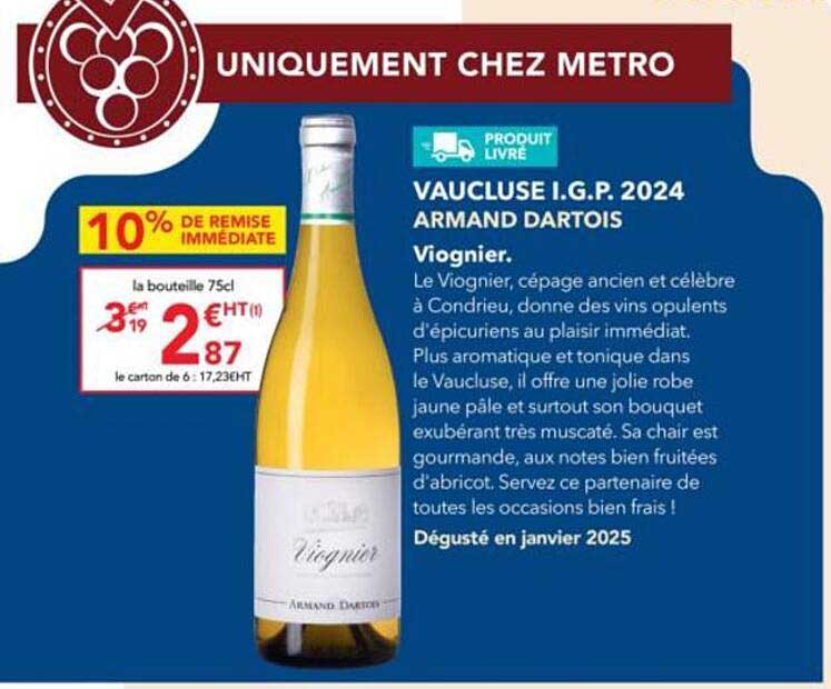 VAUCLUSE I.G.P. 2024 ARMAND DARTOIS Viognier.
