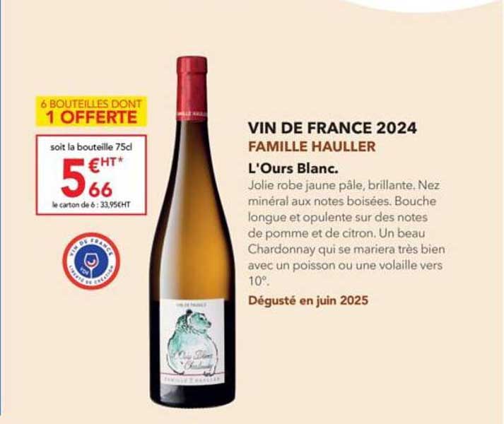 VIN DE FRANCE 2024 FAMILLE HAULLER L'Ours Blanc.