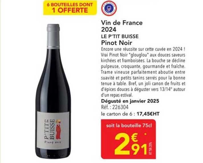 Vin de France 2024 - LE P'TIT BUISE Pinot Noir