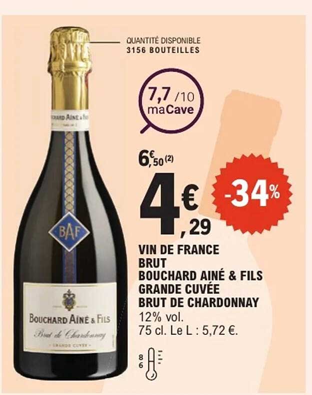 VIN DE FRANCE BRUT BOUCHARD AÎNÉ & FILS GRANDE CUVER BRUT DE CHARDONNAY