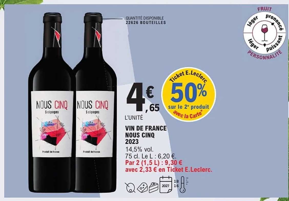 VIN DE FRANCE NOUS CINQ 2023