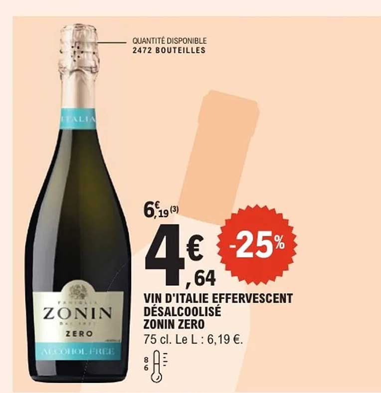 VIN D'ITALIE EFFERVESCENT DÉSALCOOLISÉ ZONIN ZERO