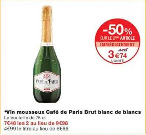 Vin mousseux Café de Paris Brut blanc de blancs