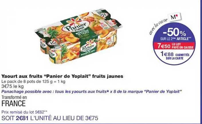Yaourt aux fruits "Panier de Yoplait" fruits jaunes