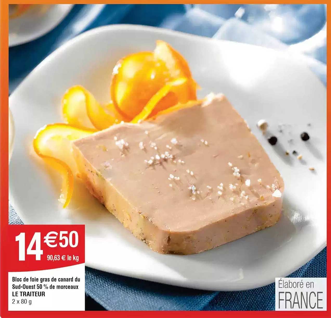 Bloc de foie gras de canard du Sud-Ouest 50 % de morceaux LE TRAITEUR