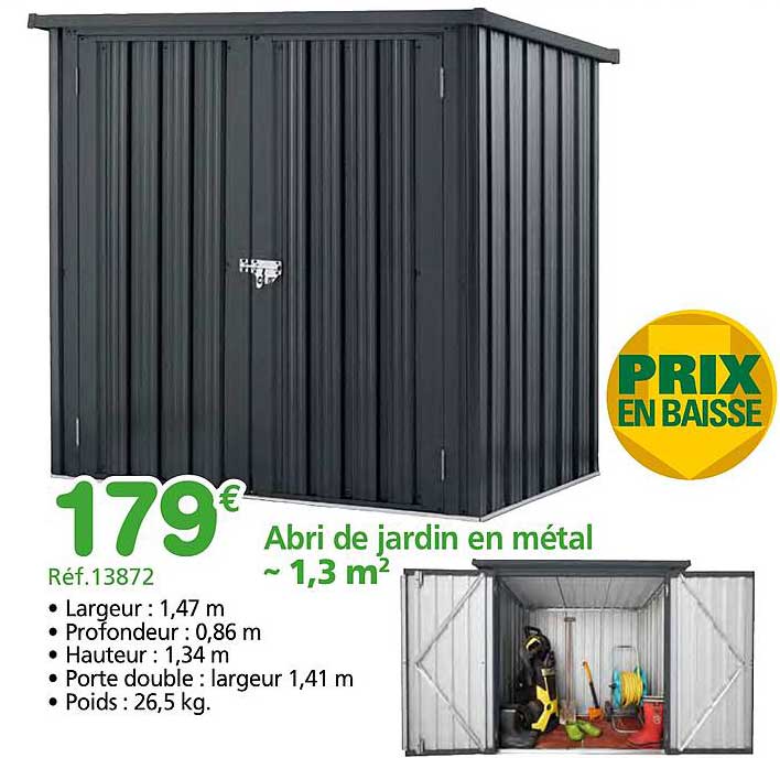 Abri de jardin en métal ~ 1,3 m²