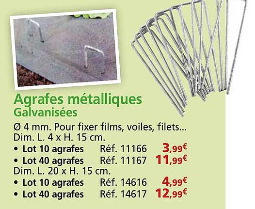 Agrafes métalliques Galvanisées