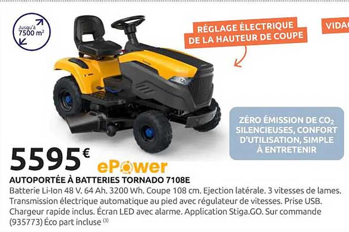 AUTOPORTÉE À BATTERIES TORNADO 7108E