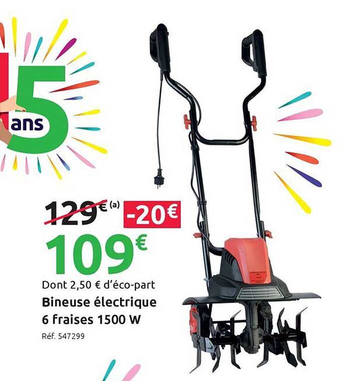 Bineuse électrique 6 fraises 1500 W
