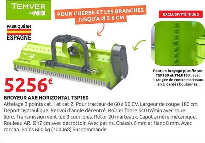 BROYEUR AXE HORIZONTAL TSP180