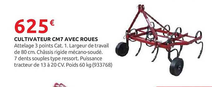 CULTIVATEUR CM7 AVEC ROUES
