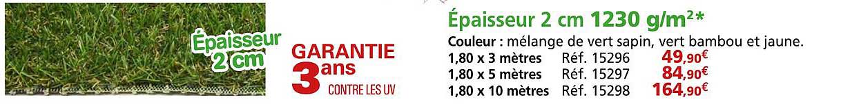 Épaisseur 2 cm 1230 g/m²*
