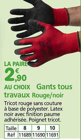 Gants tous travaux Rouge/noir
