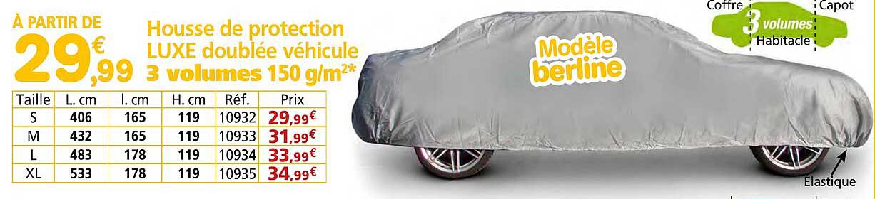 Housse de protection LUXE doublée véhicule