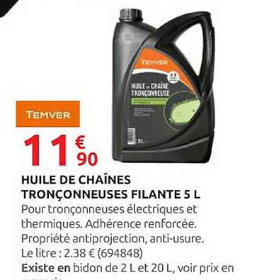 HUILE DE CHAÎNES TRONÇONNEUSES FILANTE 5 L