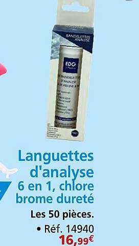 Langettes d'analyse 6 en 1, chlore brome dureté