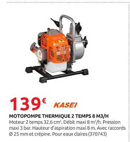 MOTOPOMPE THERMIQUE 2 TEMPS 8 M3/H
