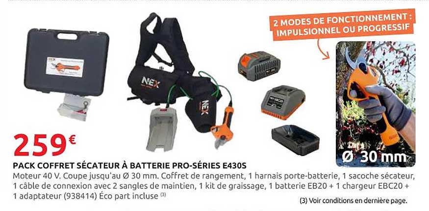 PACK COFFRET SÉCATEUR À BATTERIE PRO-SÉRIES E430S