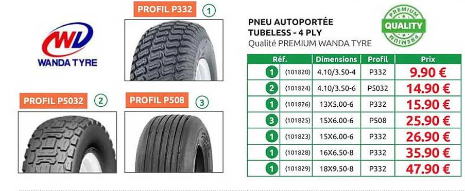 PNEU AUTOPORTÉE TUBELESS - 4 PLY