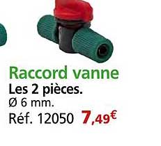 Raccord vanne Les 2 pièces.