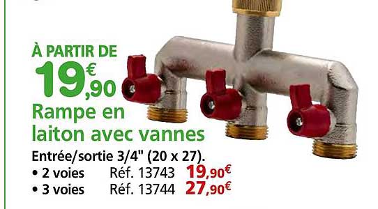 Rampe en laiton avec vannes