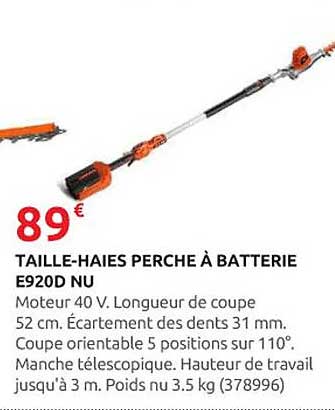 TAILLE-HAIES PERCHE À BATTERIE E920D NU