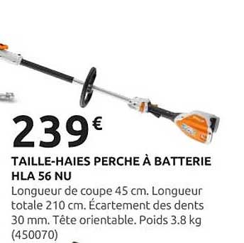 TAILLE-HAIES PERCHE À BATTERIE HLA 56 NU