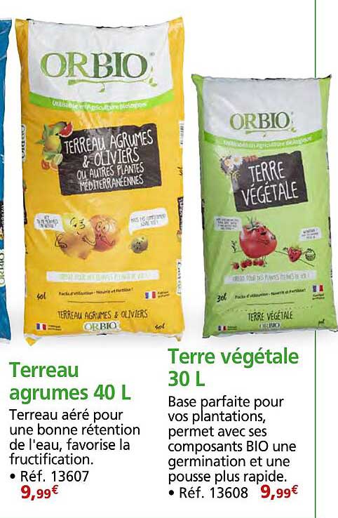 Terreau agrumes 40 L  
Terre végétale 30 L
