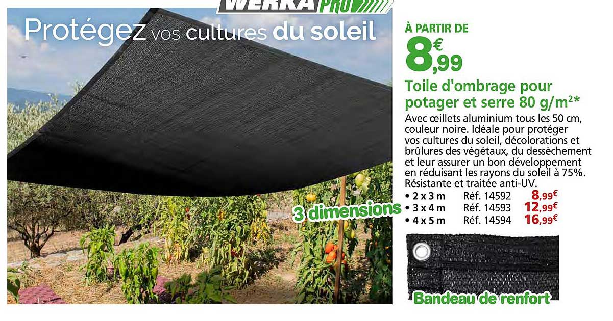 Toile d'ombrage pour potager et serre 80 g/m²*