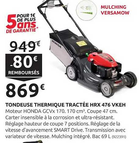TONDEUSE THERMIQUE TRACTÉE HRX 476 VKEH