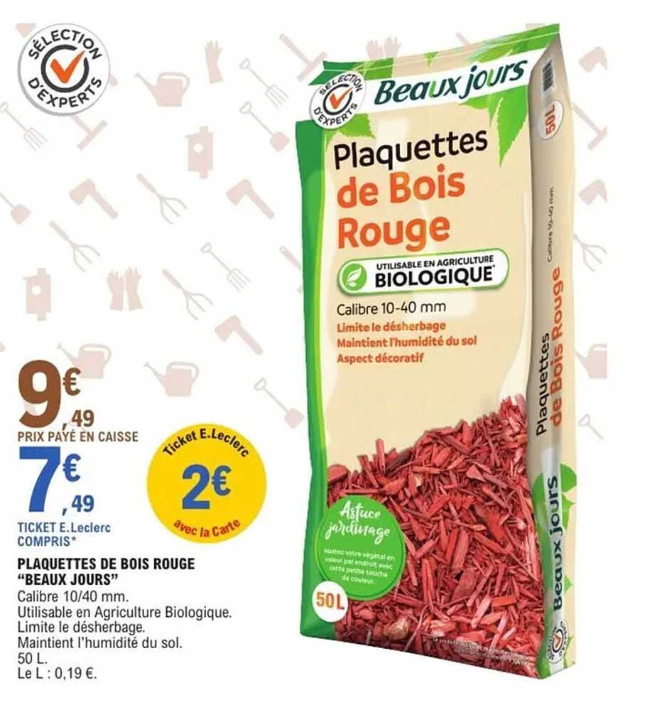 PLAQUETTES DE BOIS ROUGE "BEAUX JOURS"