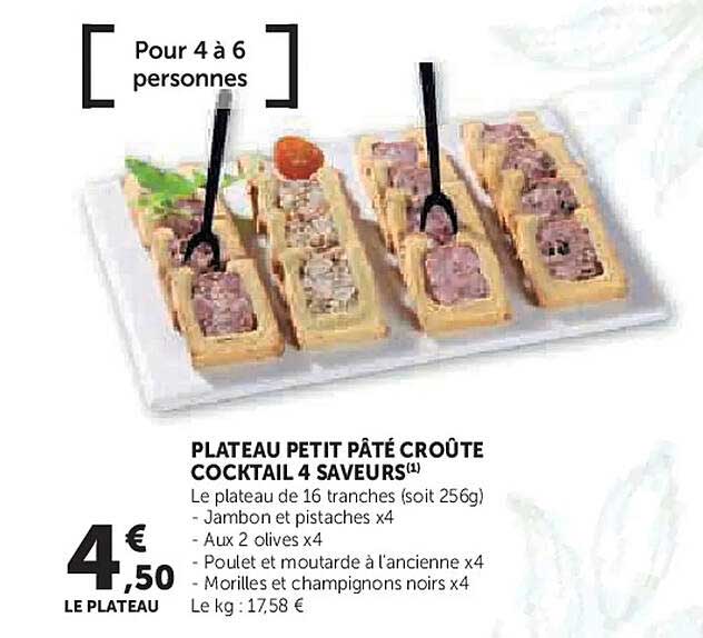 PLATEAU PETIT PÂTÉ CROÛTE COCKTAIL 4 SAVEURS