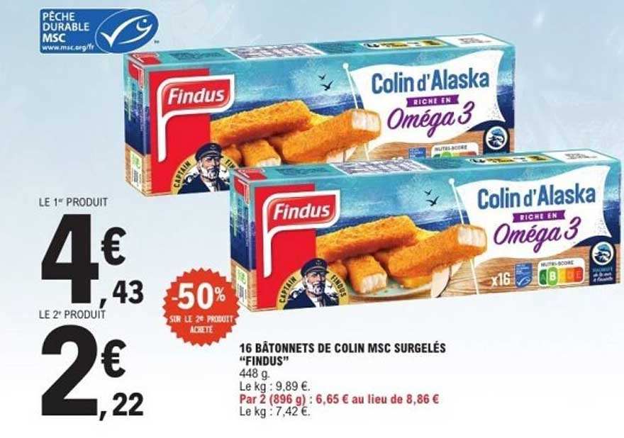 16 Bâtonnets de Colin MSC Surgelés “Findus”