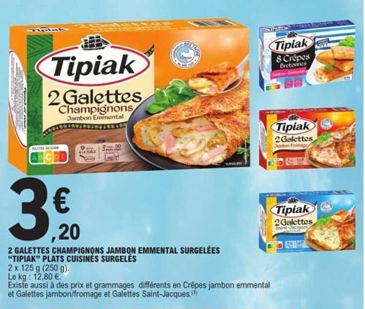 2 Galettes Champignons Jambon Emmental Surgelées "Tipiak"