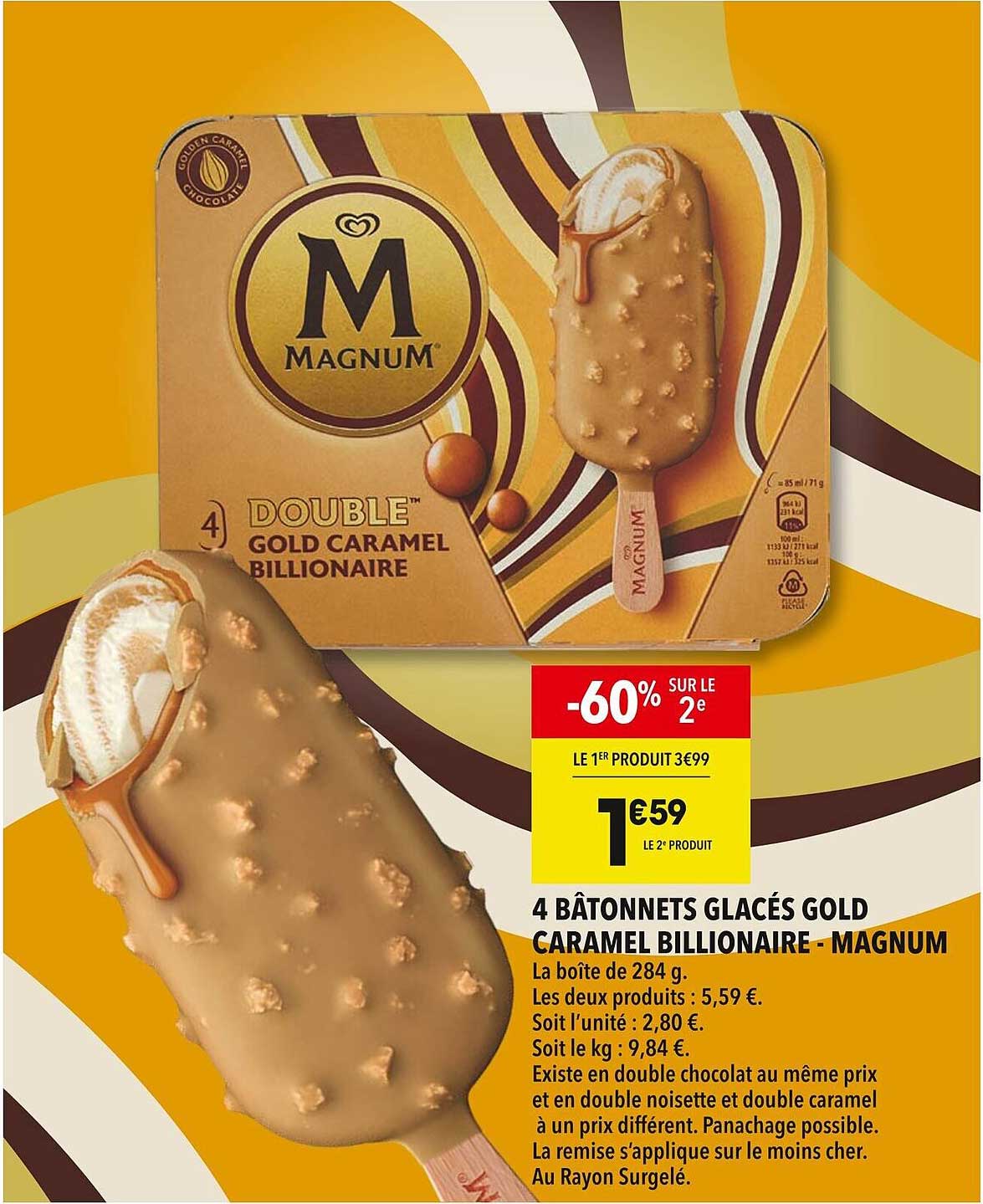 4 BÂTONNETS GLACÉS GOLD CARAMEL BILLIONAIRE - MAGNUM