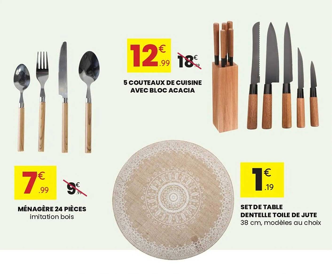 5 Couteaux de cuisine avec bloc acacia