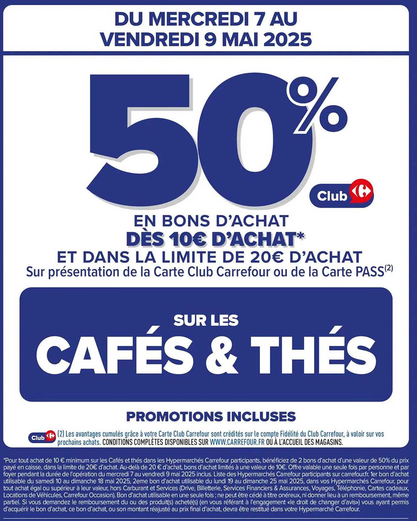 50% EN BONS D'ACHAT DÈS 10€ D'ACHAT