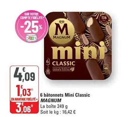 6 bâtonnets Mini Classic MAGNUM