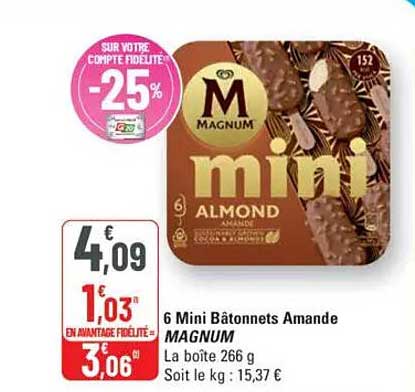 6 Mini Bâtonnets Amande MAGNUM