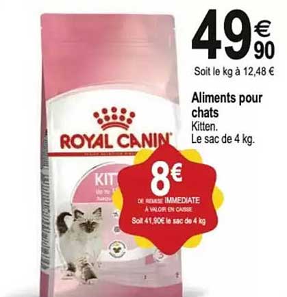 Aliments pour chats Kitten. Le sac de 4 kg.