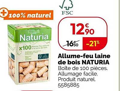 Allume-feu laine de bois NATURIA