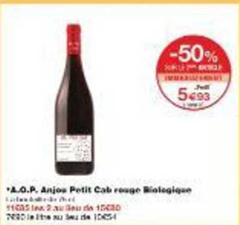 A.O.P. Anjou Petit Cab rouge Biologique