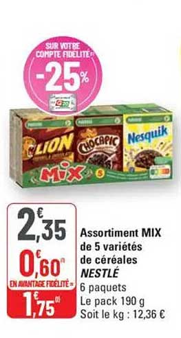 Assortiment MIX de 5 variétés de céréales NESTLÉ