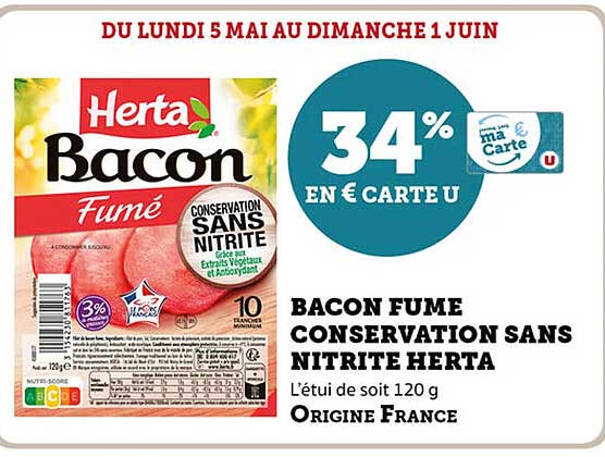 Bacon Fumé Conservation Sans Nitrite Herta