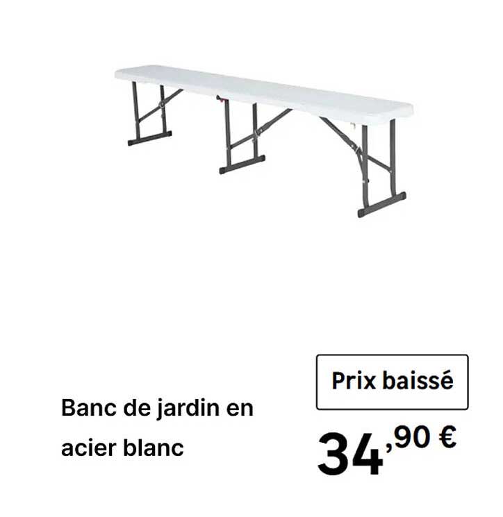 Banc de jardin en acier blanc