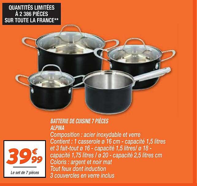 BATTERIE DE CUISINE 7 PIÈCES ALPINA