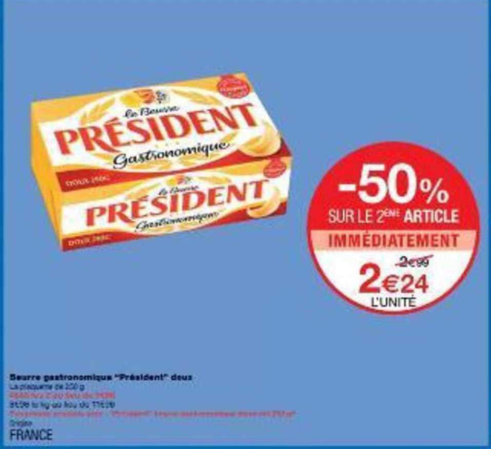 Beurre gastronomique "Président" deux 250g