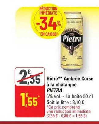 Bière** Ambrée Corse à la châtaigne PIETRA